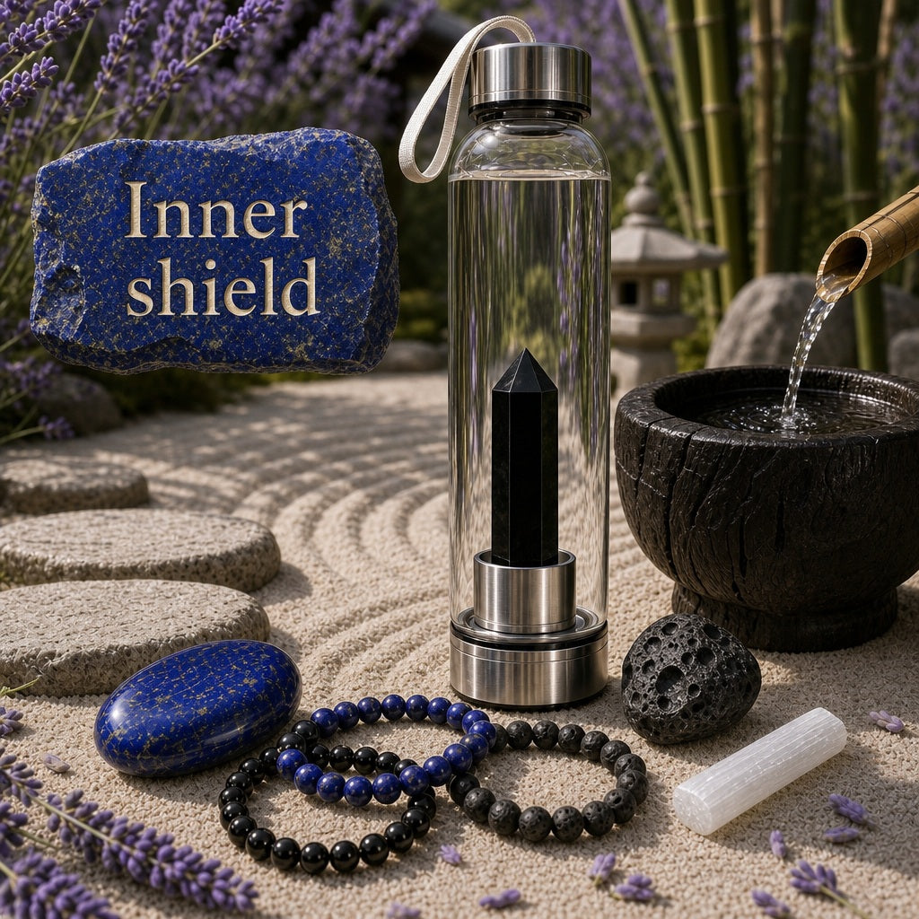 Obsidian Crystal Water Bottle Protection Set