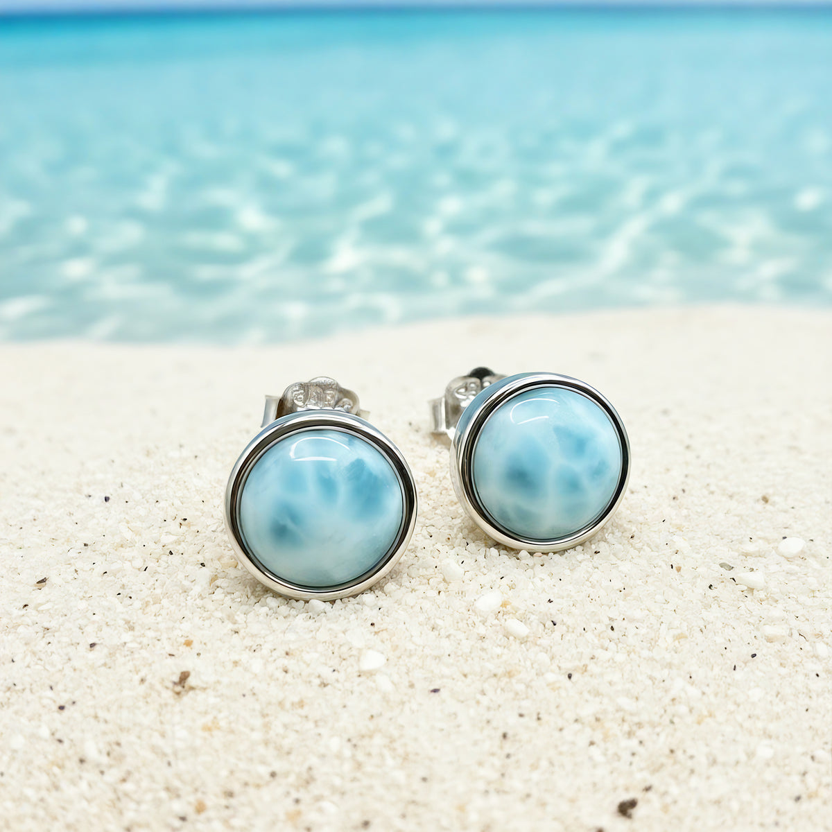SALE - GEMSTONE JEWELRY EVENT Classic Larimar Silver Stud Earrings