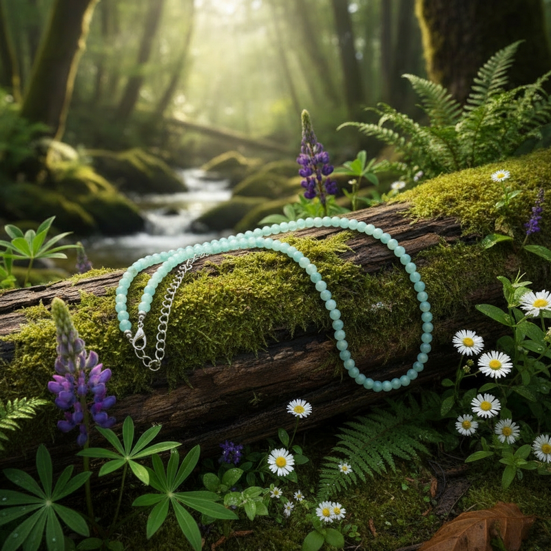 Karibischer Jaspis - Halskette mit Stein des 6. Chakras