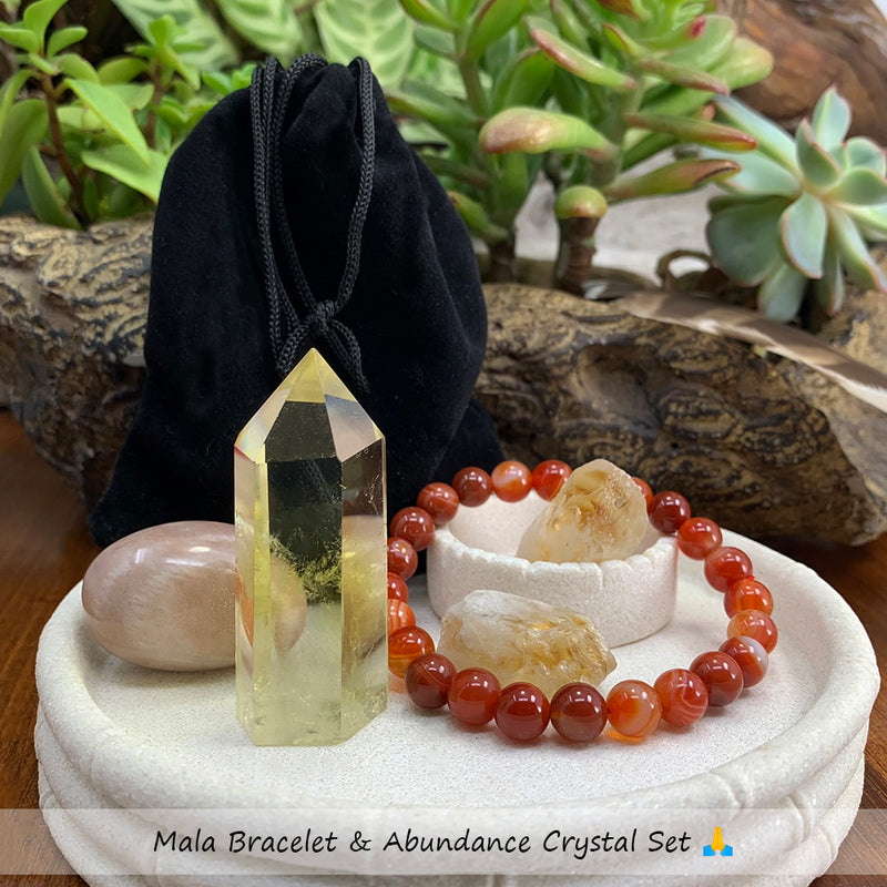 Mala Armbånd & Abundance Crystal Sæt 🙏