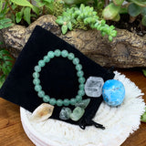 Conjunto de bolsa de prosperidad de pulsera Aventurine Mala