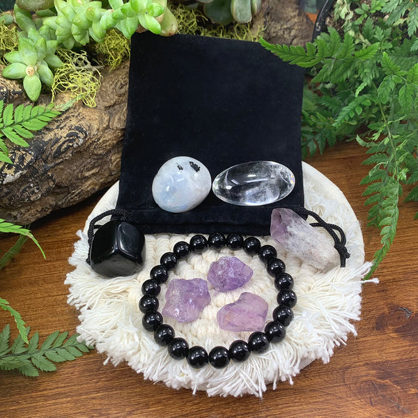 Conjunto de bolsa protectora de pulsera Obsidiana Mala