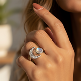 Z ARRON DESIGN Serenity Mondstein Kupferdraht-Anhänger-Halskette