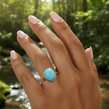 Larimar Classic Oval Silver Ring