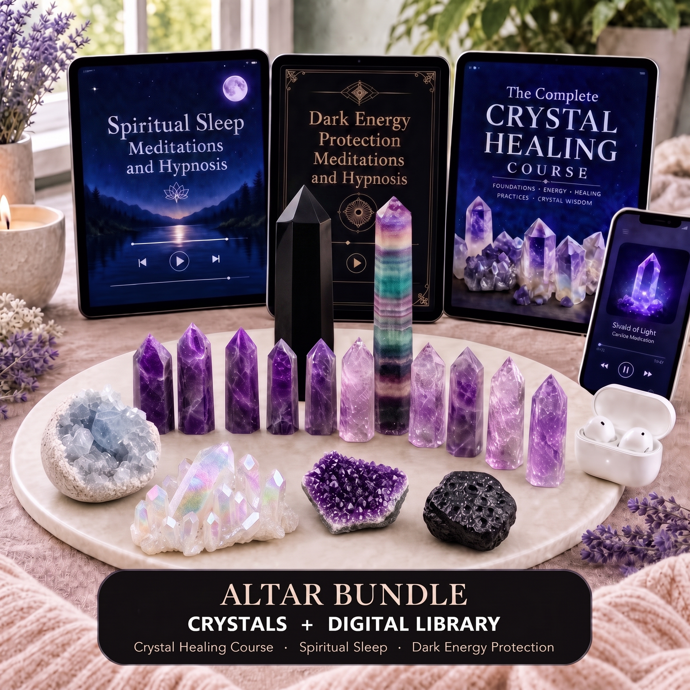 Obsidian Generator Crystal Bundle Kit + Courses, Meditations & Hypnosis