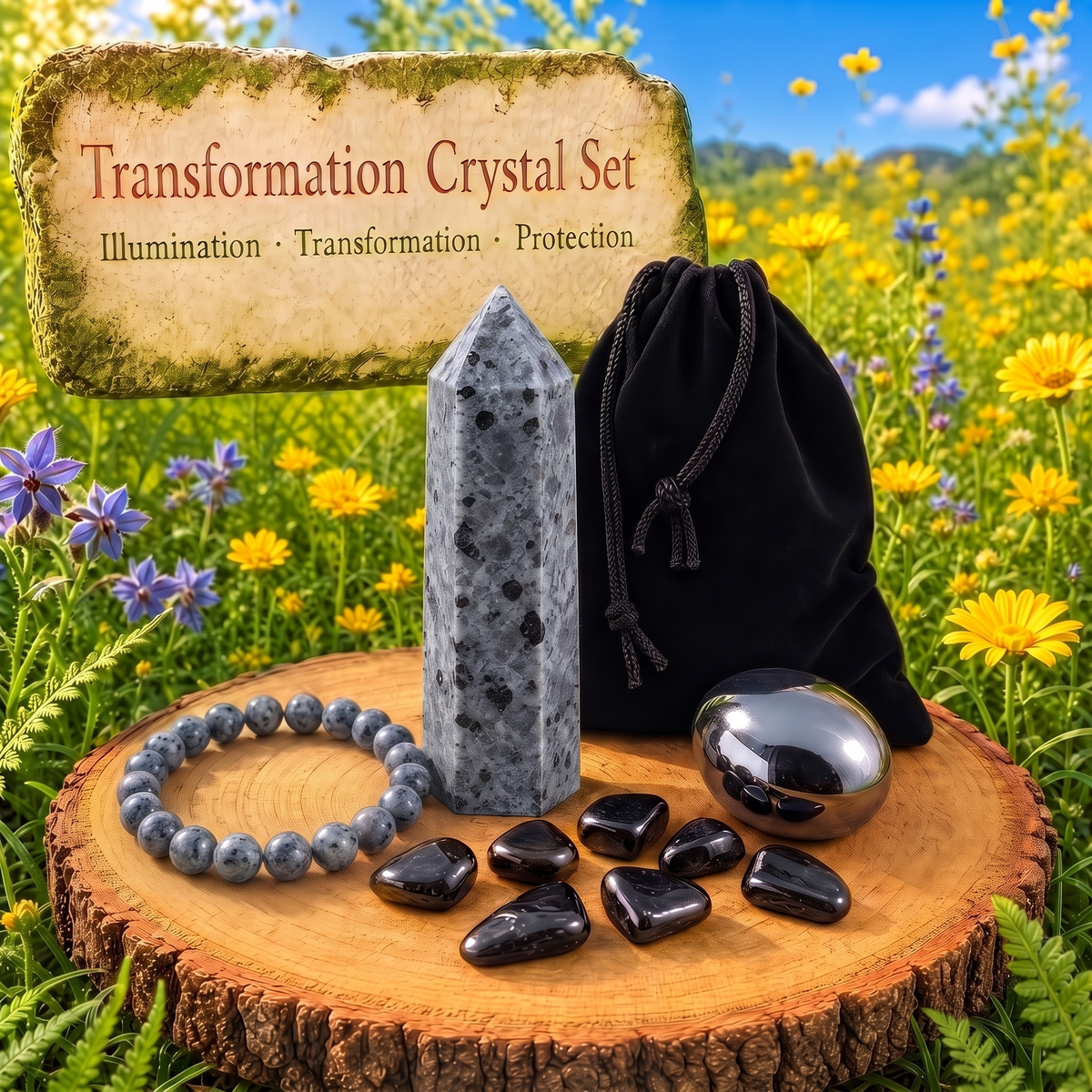 Yooperlite Point & Mala Bracelet Transformation Crystal Set 🙏