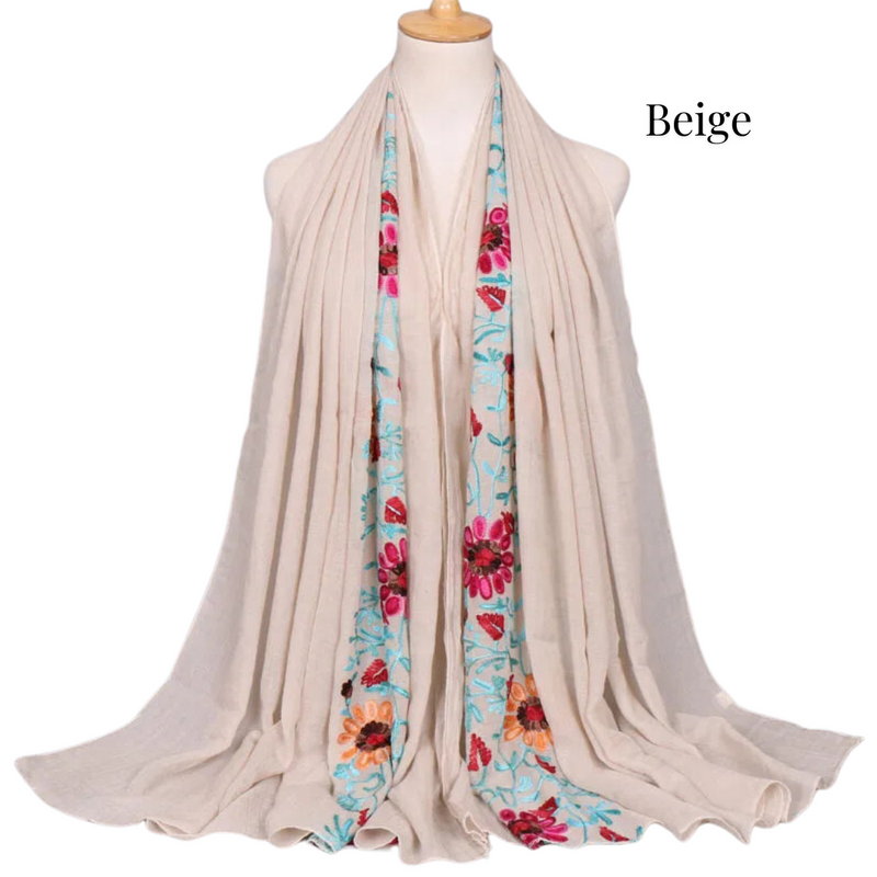 Boho Blossom Embroirdered Scarf