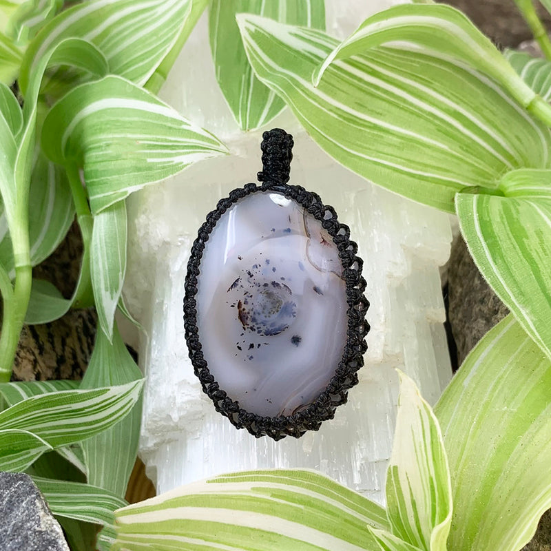 Chalcedony Macramé Pendant Necklace