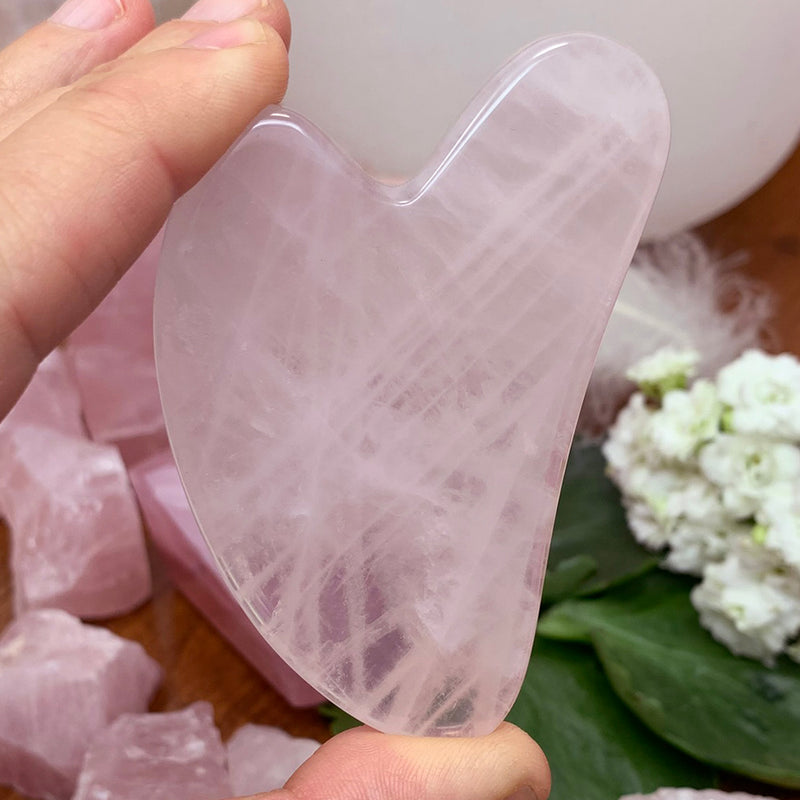 Rose Quartz Gua Sha Facial Massage Stone