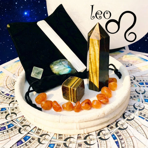 ♌ Løven - 23. juli - 21. august - Zodiac Crystal Fusion-sæt med pose