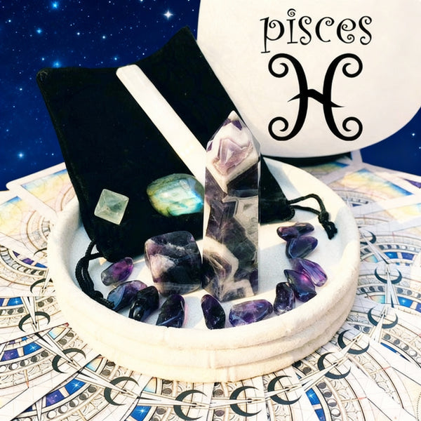 ♓ Fiskene - 19. februar - 20. marts - Zodiac Crystal Fusion Sæt med etui