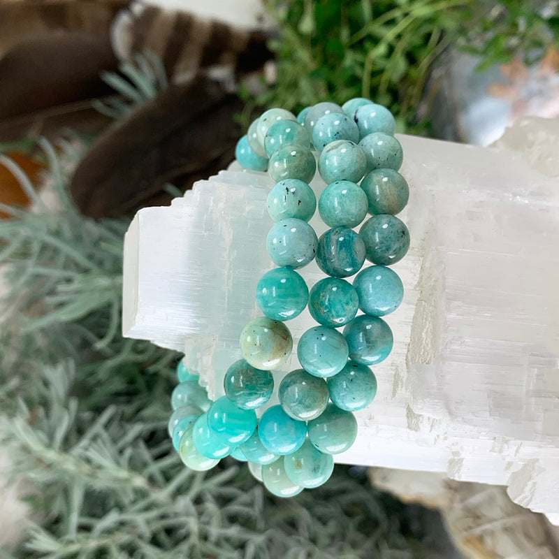 Bracelet Mala Amazonite Avec Pochette En Velours