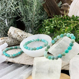 Bracelet Mala Amazonite Avec Pochette En Velours