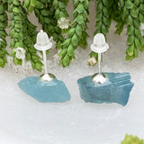 Earrings - Aquamarine Raw Stone Studs