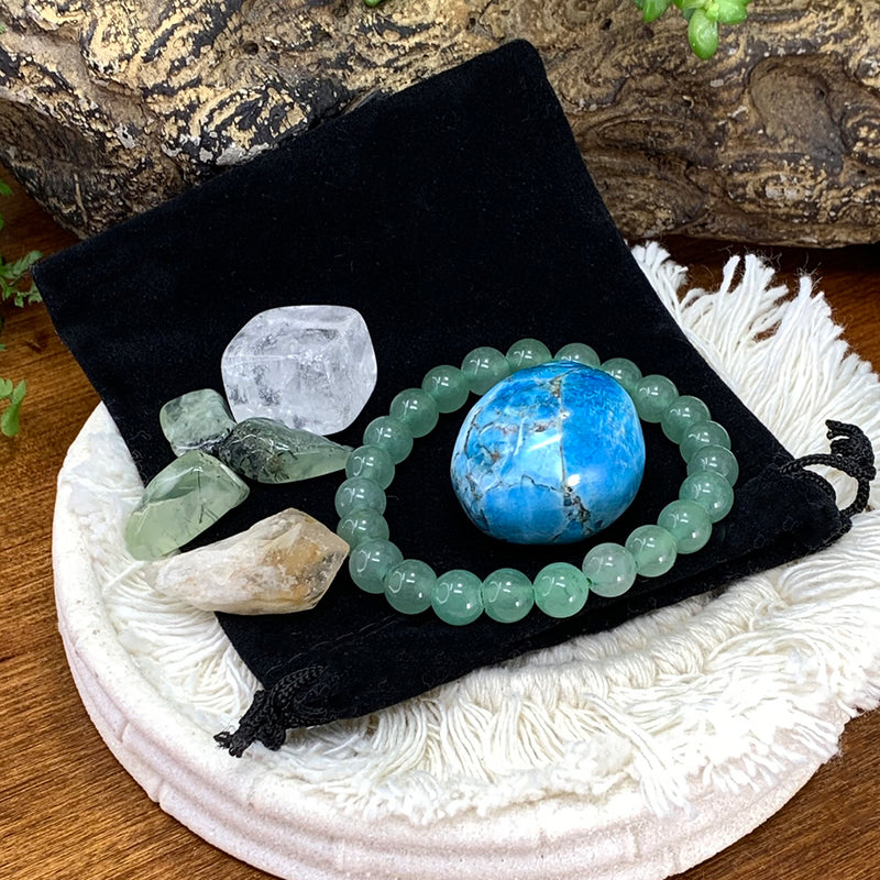 Conjunto de bolsa de prosperidad de pulsera Aventurine Mala