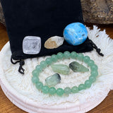 Conjunto de bolsa de prosperidad de pulsera Aventurine Mala