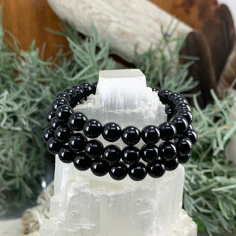 Mala Black Obsidian armbånd med fløjlspose