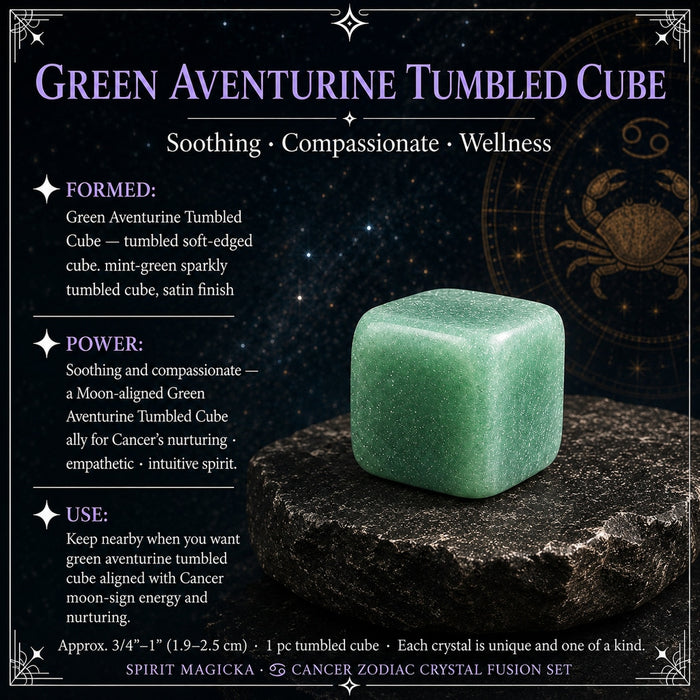 Soft-edged mint-green aventurine cube with a satin shine