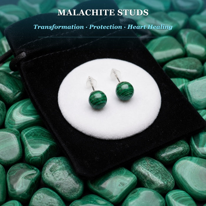 Earrings - Malachite Studs
