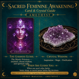 🌙 Deck Oracle d'éveil féminin sacré et ensemble de 13 compagnons de cristal