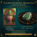 🌙 Deck Oracle d'éveil féminin sacré et ensemble de 13 compagnons de cristal