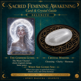 🌙 Deck Oracle d'éveil féminin sacré et ensemble de 13 compagnons de cristal