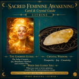 🌙 Deck Oracle d'éveil féminin sacré et ensemble de 13 compagnons de cristal