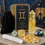 ♊ Gemini - 21. maí - 20. júní - Zodiac Crystal Fusion Sett með poka