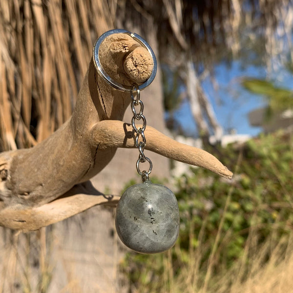 Grey Labradorite Crystal Keychain