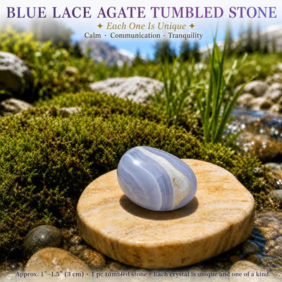 Blue lace agate tumbled stone