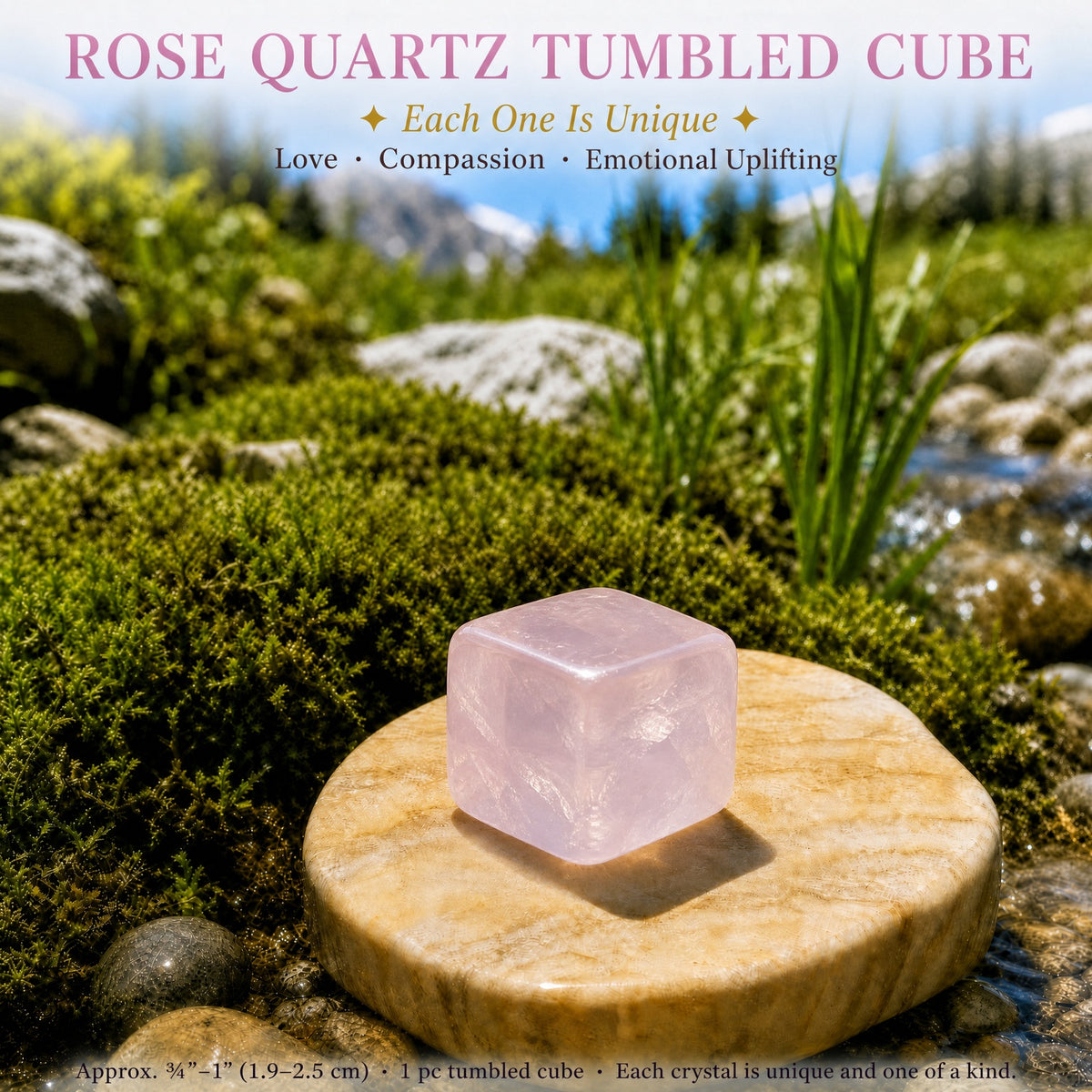 Cube roulé en quartz rose