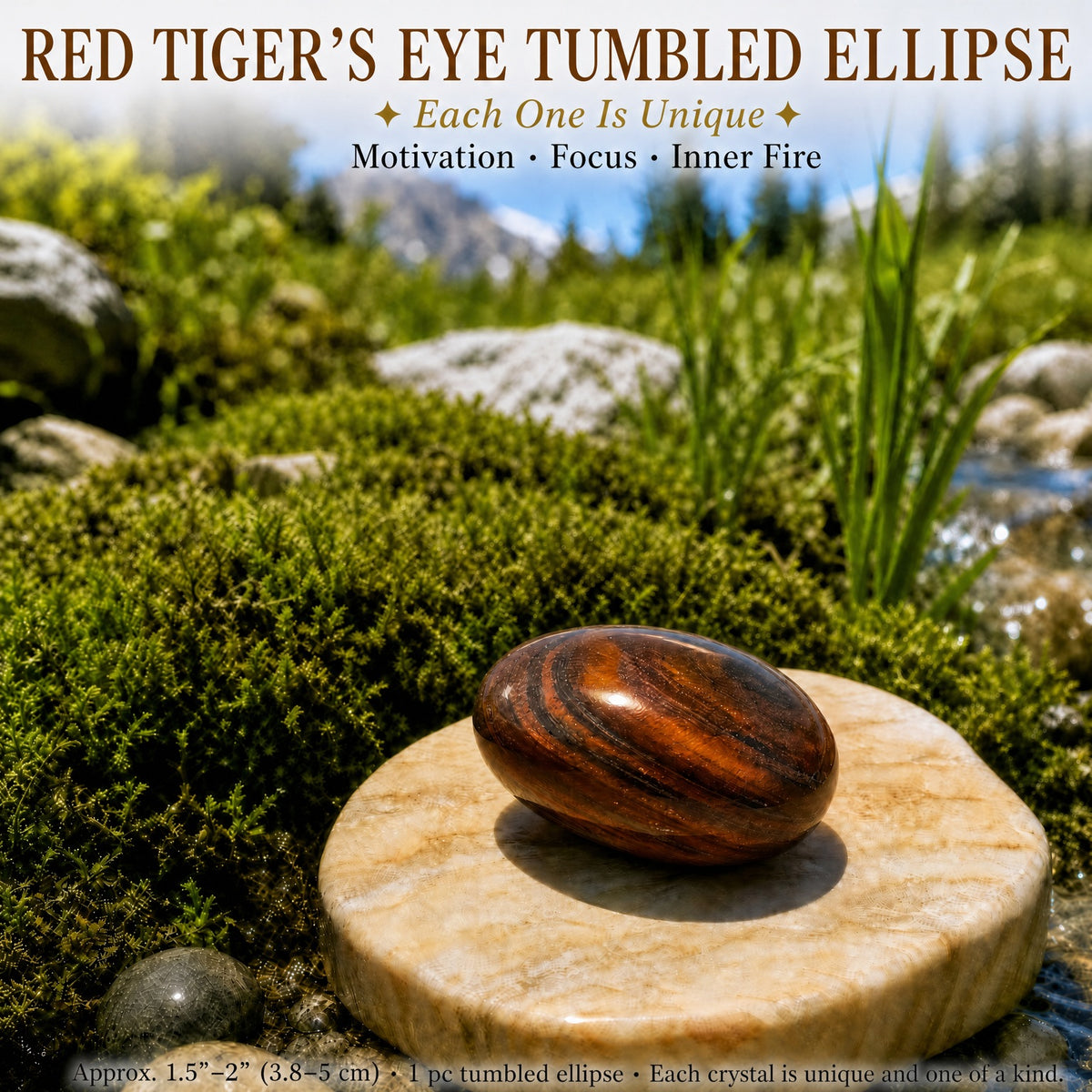 Ellipse roulée en œil de tigre rouge