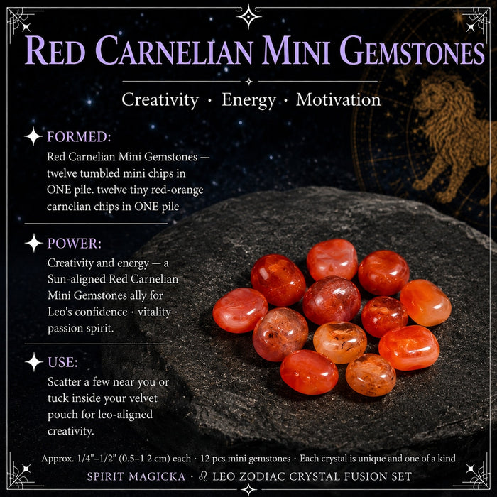 Twelve small tumbled red carnelian stones in one pile