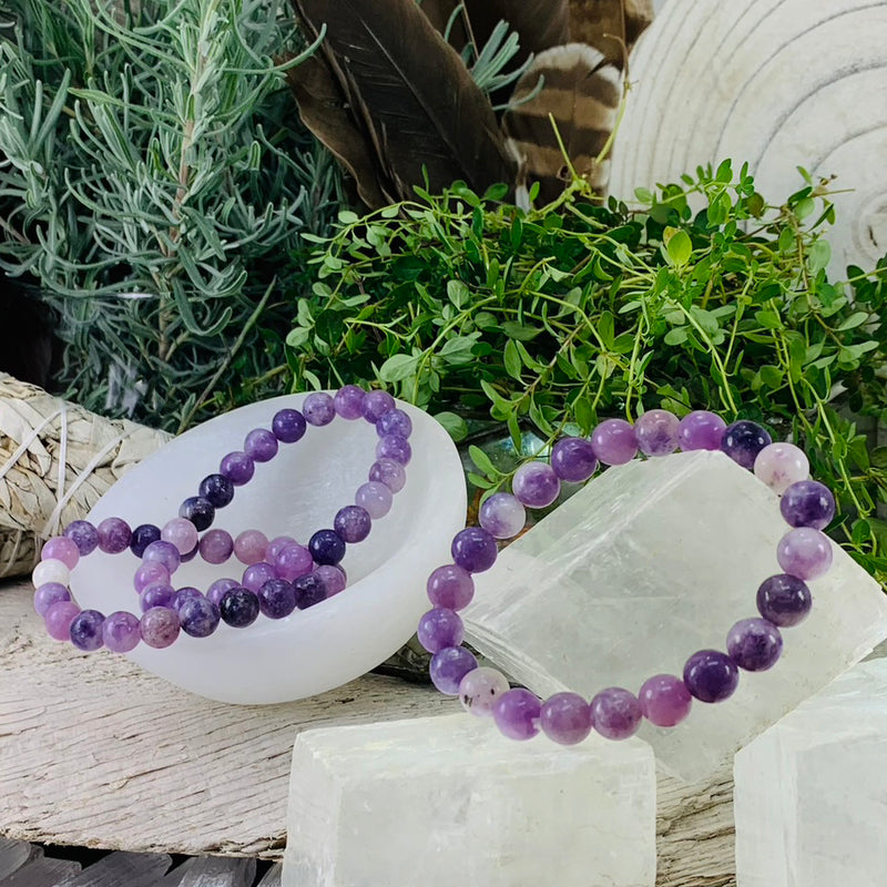 Bracelet Mala Lépidolite Avec Pochette En Velours