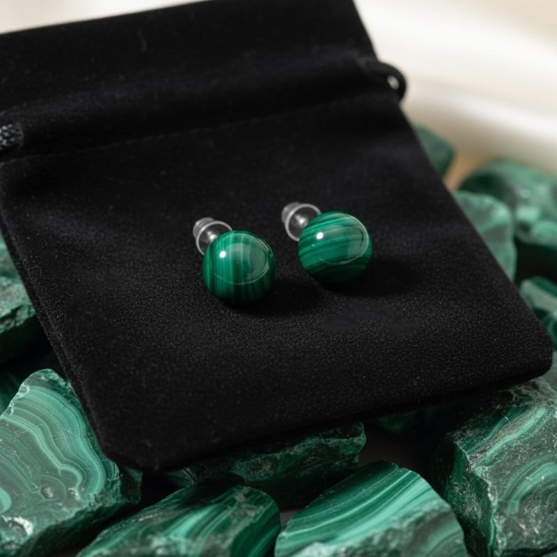Βραχιόλι Mala African Bloodstone με βελούδινο πουγκί