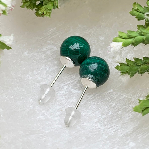 Earrings - Malachite Studs