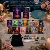 🌙 Éveil féminin sacré 13 jeux de cartes Oracle + mini pierres précieuses