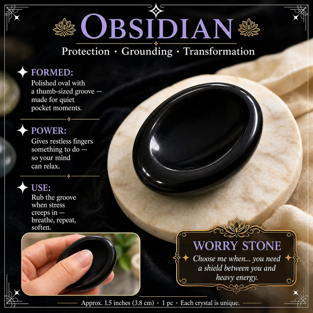 Obsidian Worry Stone