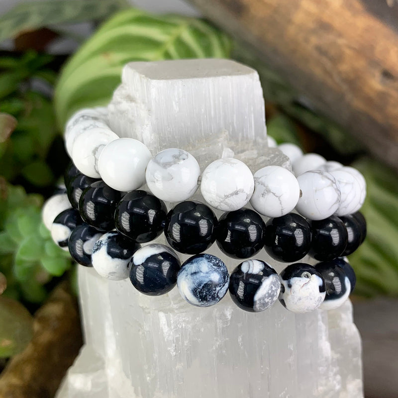 Beskyttelse og indsigt 3-PC Crystal Mala armbåndssæt