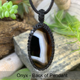 Onyx Macrame vedhæng halskæde