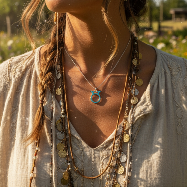 Z ARRON DESIGN Serenity Moonstone kobbertråd vedhæng halskæde