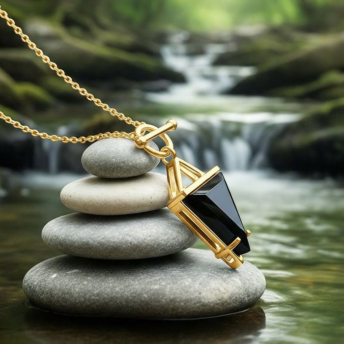 GEMSTONE JEWELRY EVENT -Black Onyx & Gold Guardian Necklace