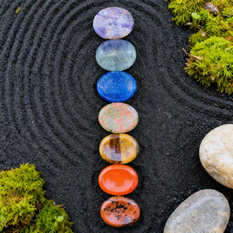 Don't Worry Stones Chakra Set + Sac Velours