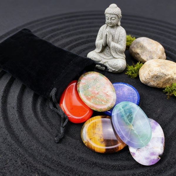Don't Worry Stones Chakra Set + Sac Velours