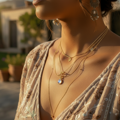 Z ARRON DESIGN Serenity Moonstone Koparvír Hengiskraut Hálsmen