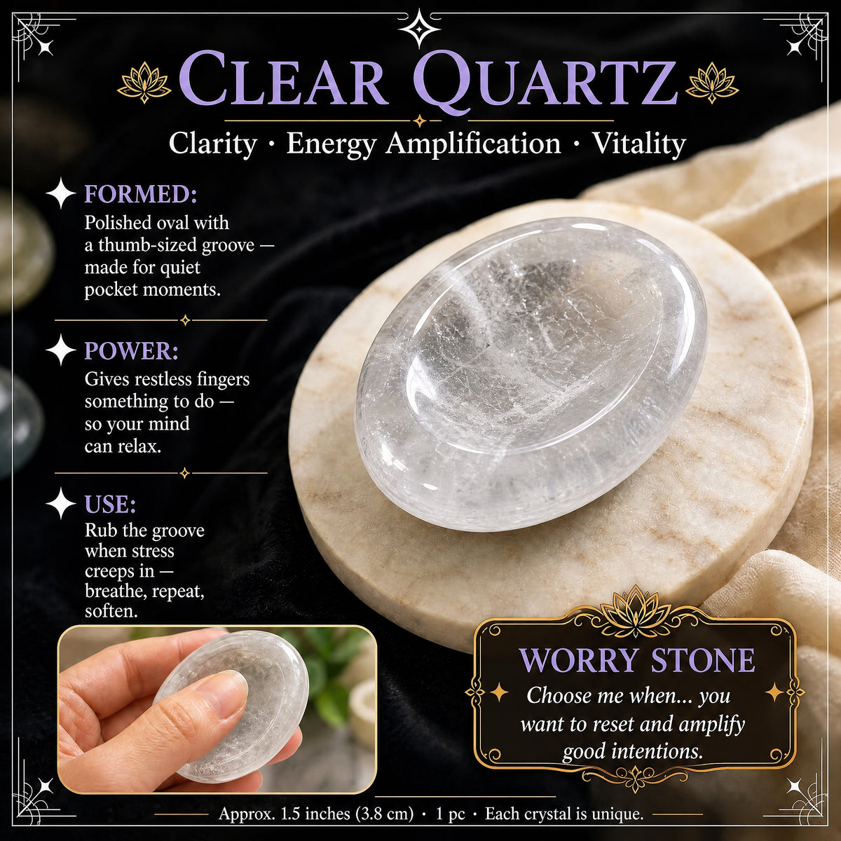 Clear Quartz Worry Stone