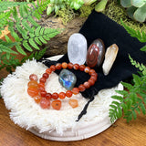 Striped Red Agate Mala Bracelet Harmony Pouch Set