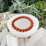 Pulsera Mala De Jaspe Rojo Con Bolsita De Terciopelo