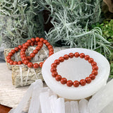 Pulsera Mala De Jaspe Rojo Con Bolsita De Terciopelo