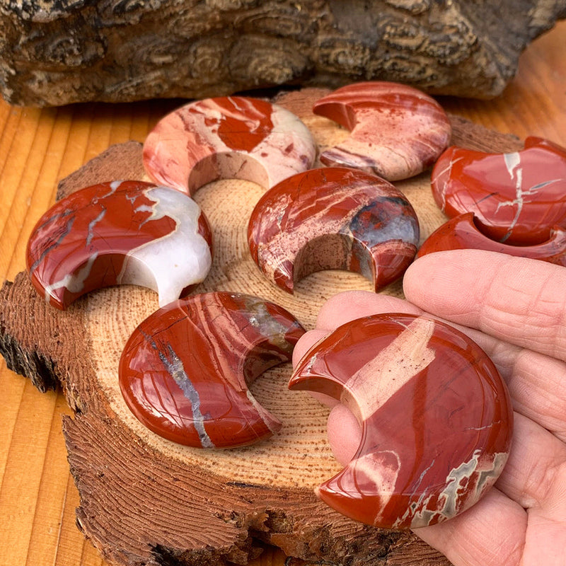 FREE GIVEAWAY! Red Jasper Crescent Moonstones (Just Pay Cost of Shipping)